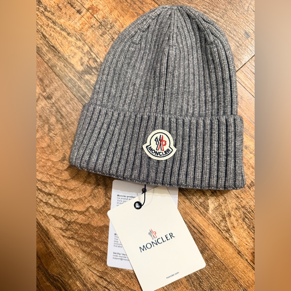Moncler Charcoal Knit Beanie
